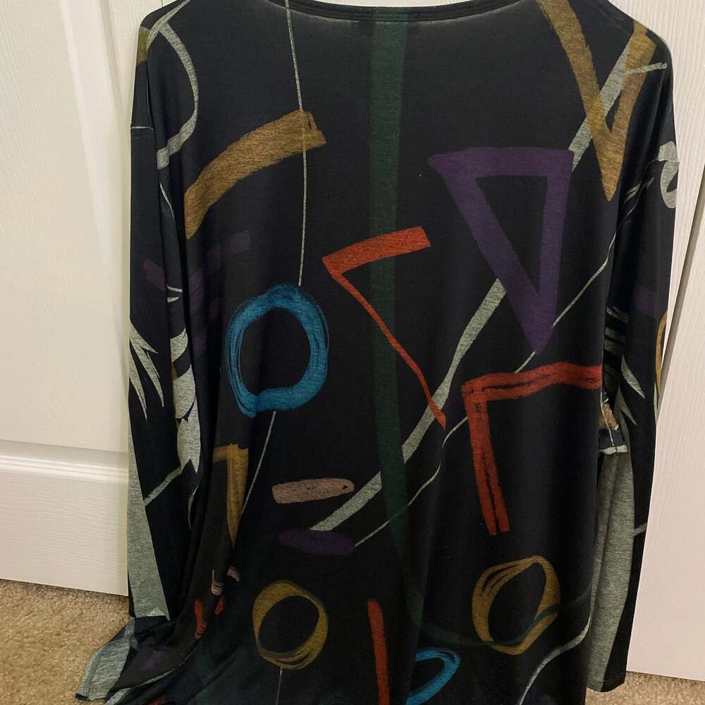 Jess & Jane Women's Lily Trio Slit V-Neck Chiffon Contrast Tunic 3X - Picture 10 of 13